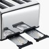 Toaster 4 Slice, Geek Chef Stainless Steel Extra-Wide Slot Toaster with Dual Control Panels of Bagel/Defrost/Cancel Function