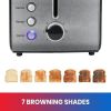 Total Chef 2 Slice Compact Wide Slot Toaster with 7 Shade Settings, Stainless Steel, Defrost and Reheat, Removable Crumb Tray, Easy to Clean