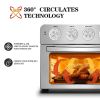 24QT Convection Air Fryer Countertop Oven; Roast; Bake; Broil; Reheat; Fry Oil-Free; Stainless Steel; Silver