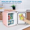 Simple Deluxe Mini Fridge, 4L/6 Can Portable Cooler & Warmer Freon-Free Small Refrigerator Provide Compact Storage for Skincare, Beverage, Food