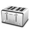 Toaster 4 Slice, Stainless Steel Extra-Wide Slot Toaster with Dual Control Panels of Bagel/Defrost/Cancel Function, 6 Toasting Bread Shade Settings